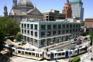 The light rail has routes all over downtown Sacramento.